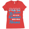 Papa Was Created because Grankids Need Real Heroes Ladies Fitted T-Shirt