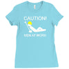caution men at work Ladies Fitted T-Shirt
