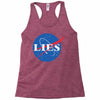 lies nasa logo Racerback Tank