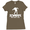 zombies only want a hug bad taste haloween zombie pop culture gift Ladies Fitted T-Shirt