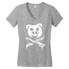 pig bacon cross bones pirate Women's V-Neck T-Shirt