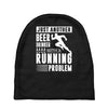 beer drinker with a running problem Baby Beanies