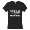 stand for the flag kneel for the cross Women's V-Neck T-Shirt