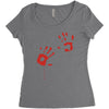 bloody hand print funny zombie kill undead blood horror killer Women's Triblend Scoop T-shirt