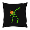 pumpkin skeleton dabbing Throw Pillow