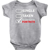 too busy playing fortnite White Logo Baby Bodysuit