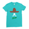 ladies sombrero  funny retro mexico mustache designer Ladies Fitted T-Shirt