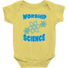 science worship funny geek atheist anti religion Baby Onesie