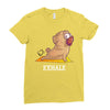 yoga pug exhale Ladies Fitted T-Shirt
