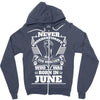Never Underestimate Dog Rescuer Who Was Born June Zipper Hoodie