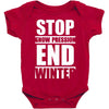 stop snow pression end winter funny Baby Bodysuit