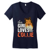 This Girl Loves Her Collie Women's V-Neck T-Shirt