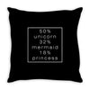 50 % unicorn (White) Throw Pillow