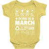 Born In March Baby Onesie