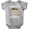 november  girl is a perfect combination of princess and warrior Baby Bodysuit