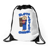 sloth loves chunk Drawstring Bags