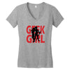 geek girl 3 4 sleeve baseball Women's V-Neck T-Shirt