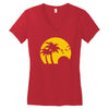 beach silhouette birds sand sunset Women's V-Neck T-Shirt