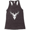 deer head vector white logo Racerback Tank