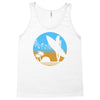 beach surfer silhouette birds sand waves palm Tank Top