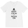 keep calm and rock on mens black t shirt rock music new V-Neck Tee