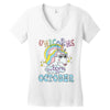 unicorns are born in october cute unicorn Women's V-Neck T-Shirt