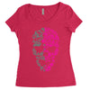 two coloured patterned skull   mens funny Women's Triblend Scoop T-shirt