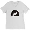 wolf howling at moon V-Neck Tee