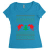 ugly sweater dinosour Women's Triblend Scoop T-shirt