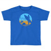 beach surfer silhouette birds sand waves palm Toddler T-shirt