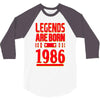 legends are born in 1986 hoodie 3/4 Sleeve Shirt