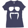 aviator sunglasses horseshoe fu manchu biker mustache Ladies Fitted T-Shirt