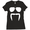 aviator sunglasses horseshoe fu manchu biker mustache Ladies Fitted T-Shirt