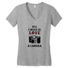 All i Need is Love A Camera Women's V-Neck T-Shirt