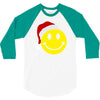 smiley face wears santa hat merry christmas 3/4 Sleeve Shirt