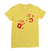 bloody hand print funny zombie kill undead blood horror killer Ladies Fitted T-Shirt