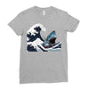 Great White Wave Shark Ladies Fitted T-Shirt