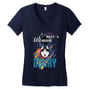 who loves husky Women's V-Neck T-Shirt