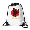 love ninja monkey banana Drawstring Bags
