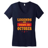 Legends Are Born In October Women's V-Neck T-Shirt
