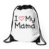 I Love My Mama Drawstring Bags