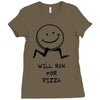 will run for pizza Ladies Fitted T-Shirt