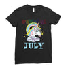 unicorns are born in july cute unicorn Ladies Fitted T-Shirt