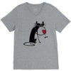 cat and wine V-Neck Tee
