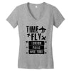 TIME TO FLY TO LONDON PARIS NEW YORK Women's V-Neck T-Shirt