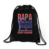 papa   body guard Drawstring Bags