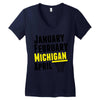 January February Michigan April - March Madness Basketball Women's V-Neck T-Shirt