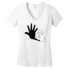 rabbit hand shadow Women's V-Neck T-Shirt