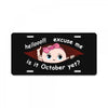 October Peeking Out Baby Girl License Plate
