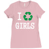 i recycle girls slogan text funny baseball jersey Ladies Fitted T-Shirt